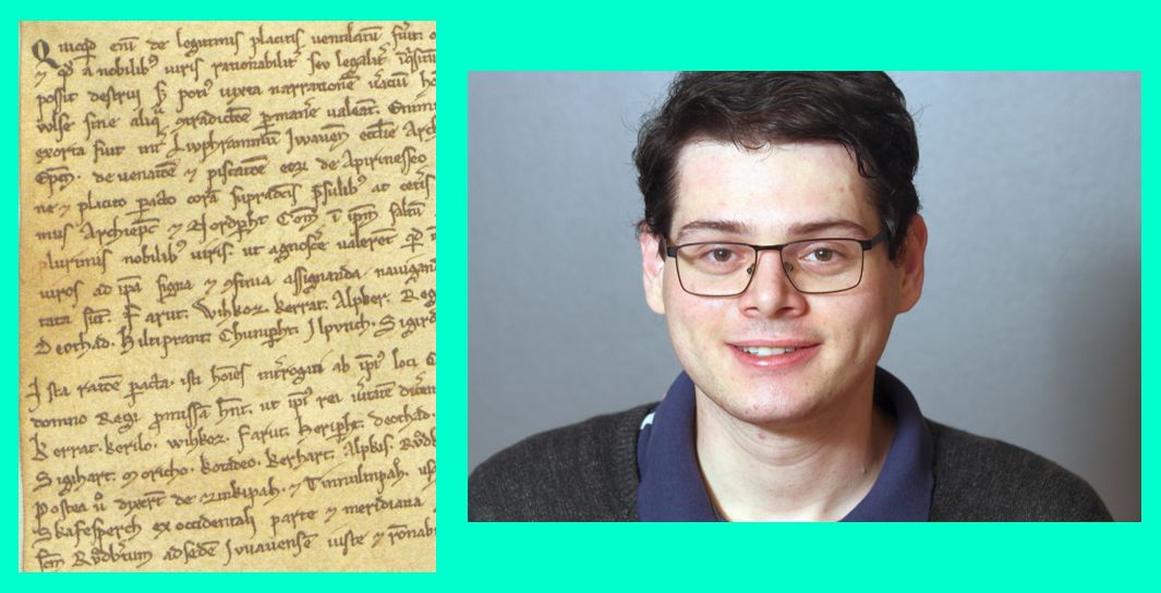Catholic University PhD Candidate Amos Bronner and Manuscript